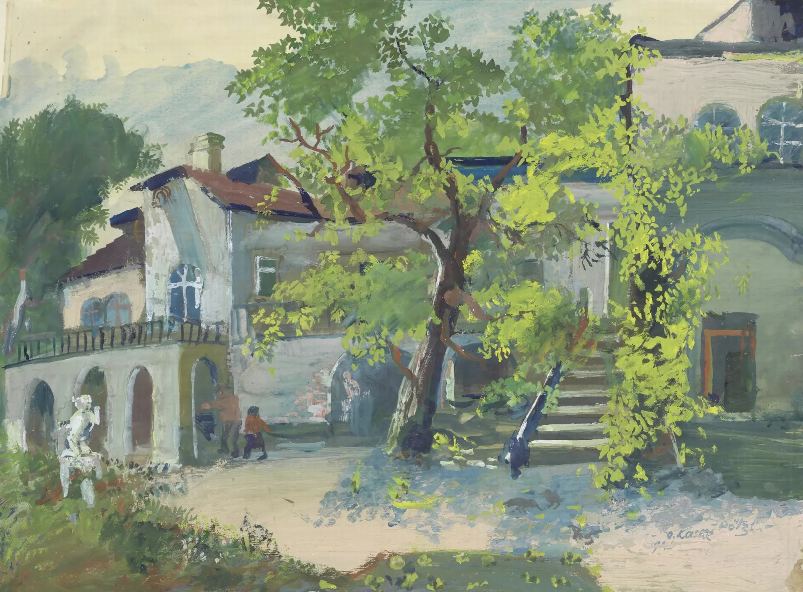 Villa Mautner In Potzleinsdorf Gartenansicht Wall Art by Oskar Laske - Canvas Print