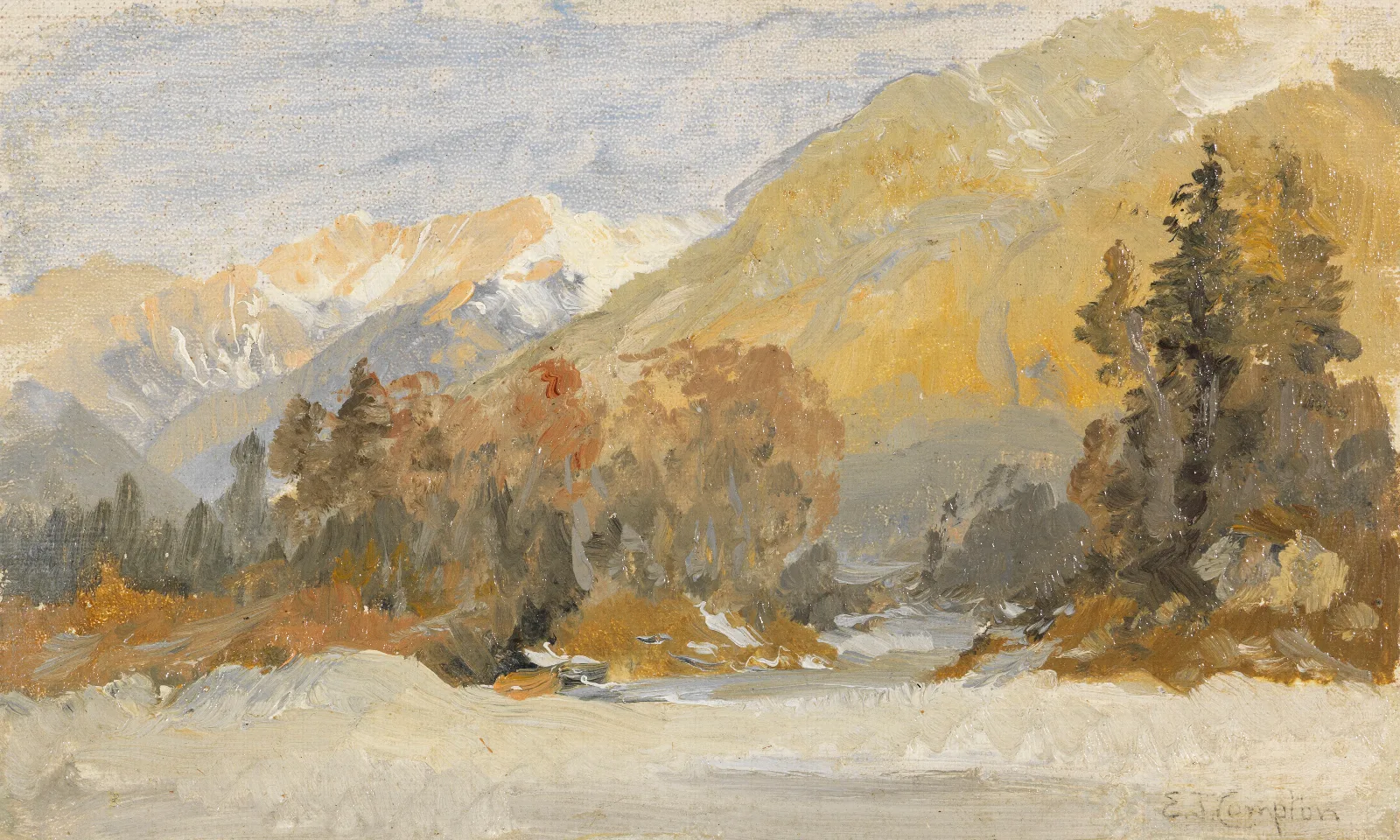 Herbstliche Voralpenlandschaft Studie Wall Art by Edward Theodore Compton - Canvas Print