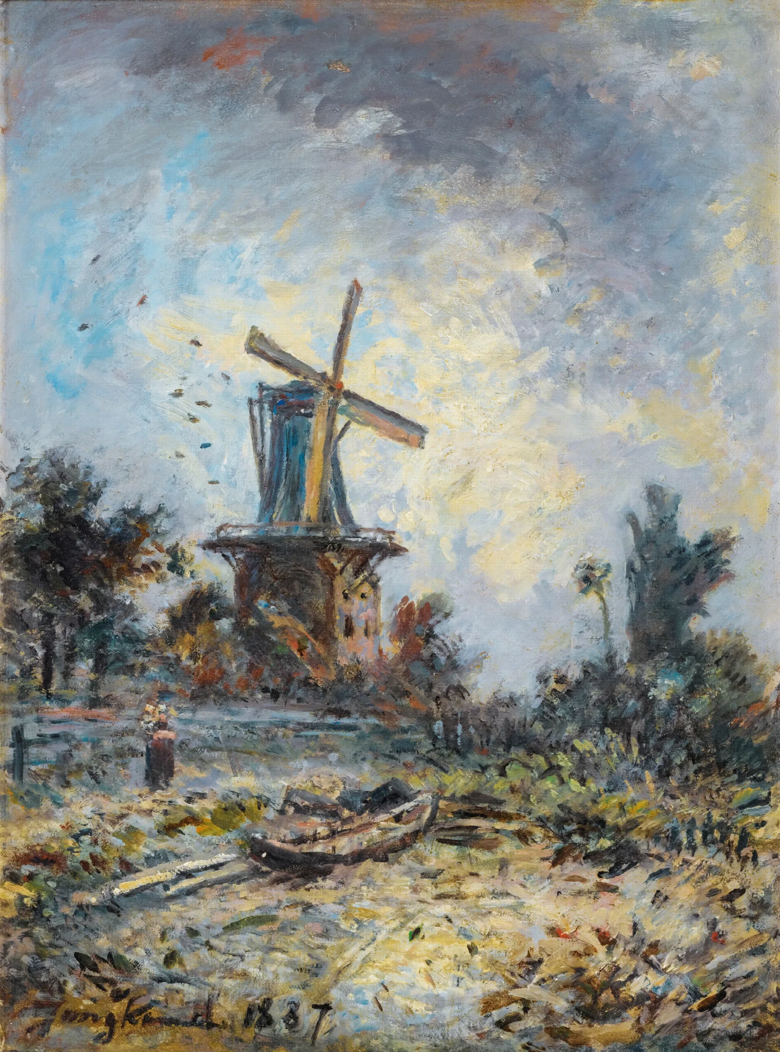 Windmill In Dordrecht Wall Art by Johan Barthold Jongkind - Canvas Print