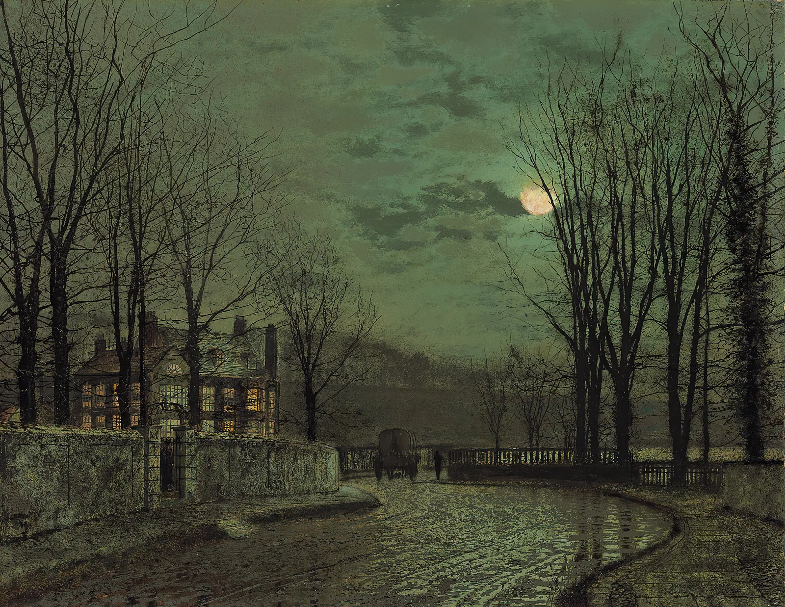 November Moonlight Wall Art by John Atkinson Grimshaw - Canvas Print