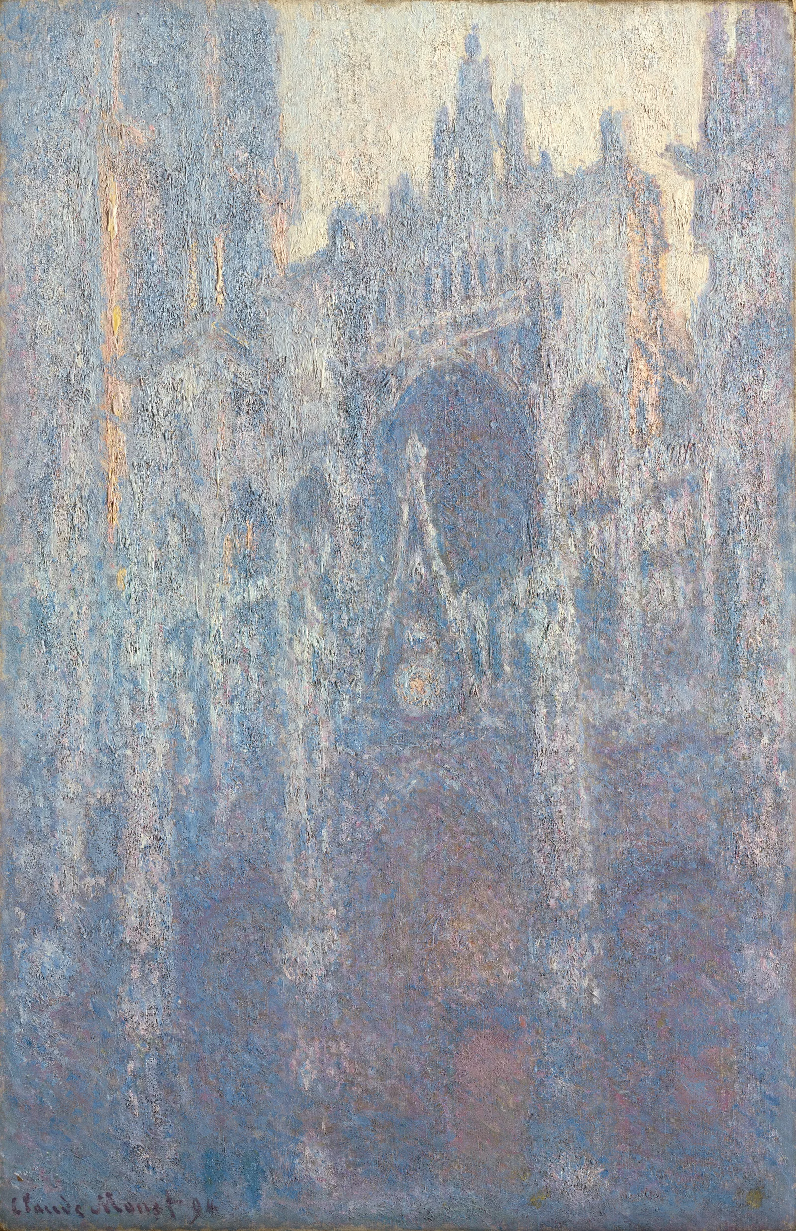The Portal Of Rouen Cathedral In Morning Light Wall Art by Claude Monet - Canvas Print