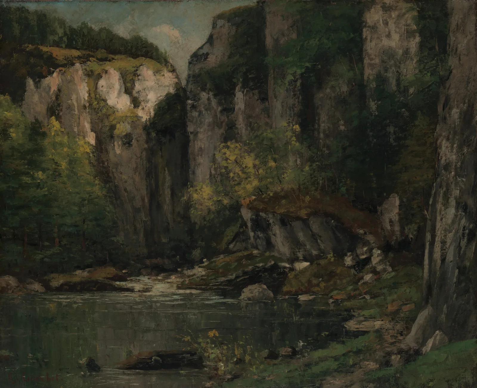 River And Rocks Wall Art by Gustave Courbet - Canvas Print
