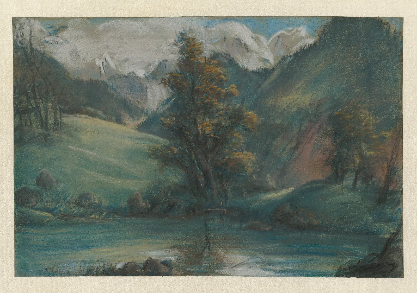 Vue Du Lac De Challes Et Du Mont Blanc View Of The Lake Of Challes And Mont Blanc Wall Art by Elisabeth Louise Vigée Le Brun - Canvas Print