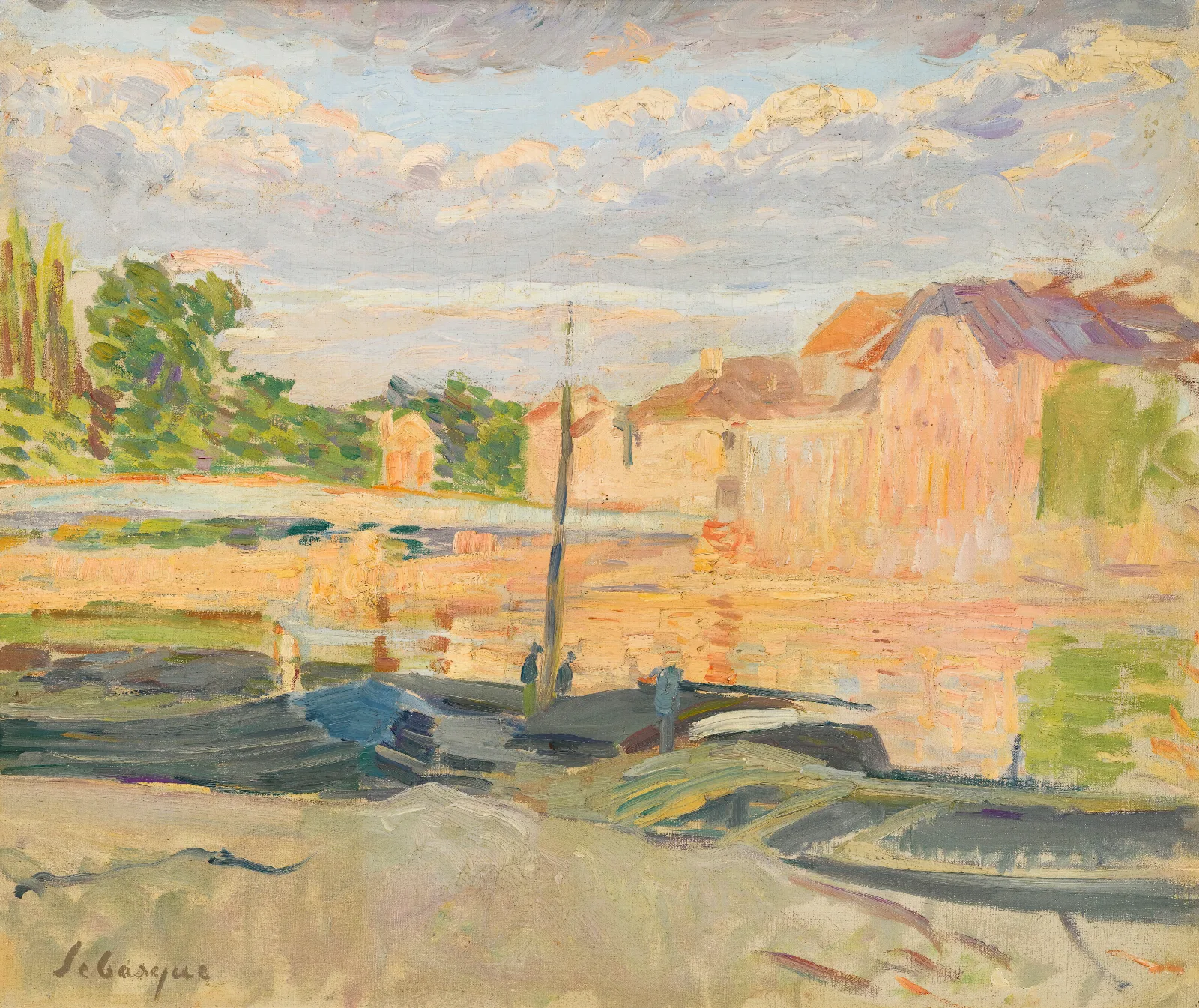 Peniches Au Bord De La Marne Wall Art by Henri Lebasque - Canvas Print
