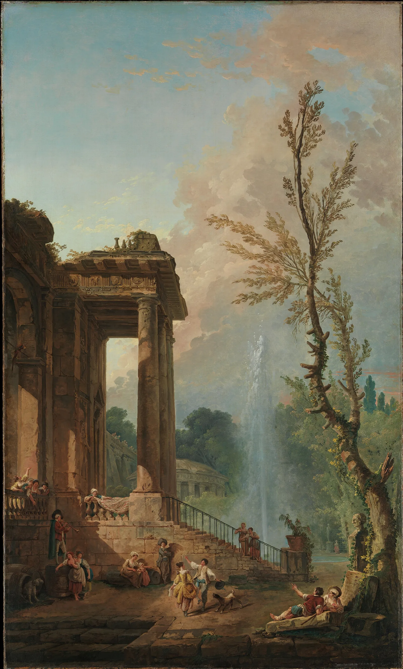 The Portico Of A Country Mansion Wall Art by Hubert Robert - Canvas Print