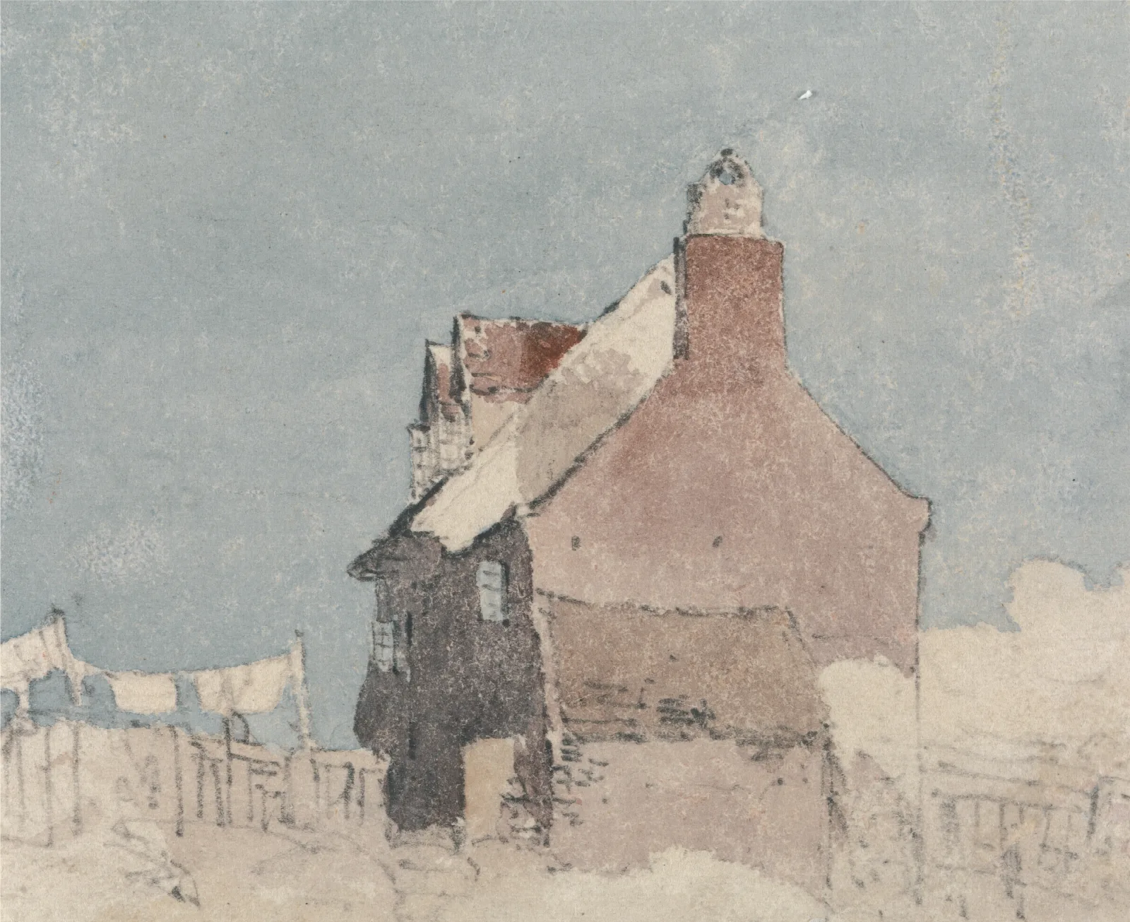 Cottage At Northfleet Kent Wall Art by David Cox - Canvas Print