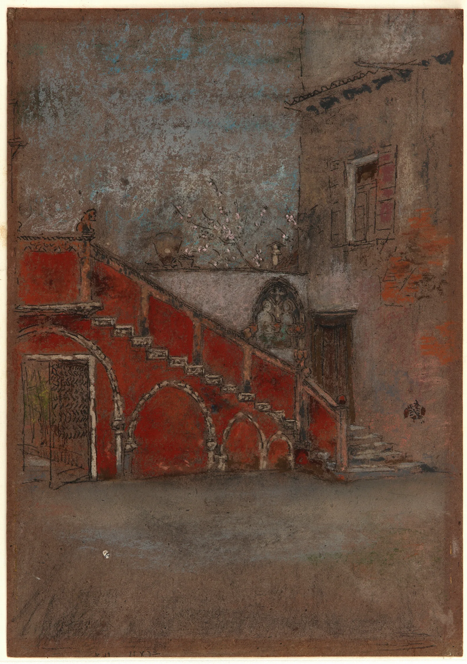 The Staircase Note In Red Wall Art by James Abbott McNeill Whistler - Canvas Print
