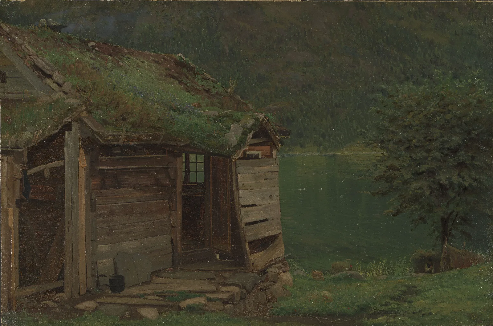 Farmhouse At Balestrand Wall Art by Amaldus Nielsen - Canvas Print