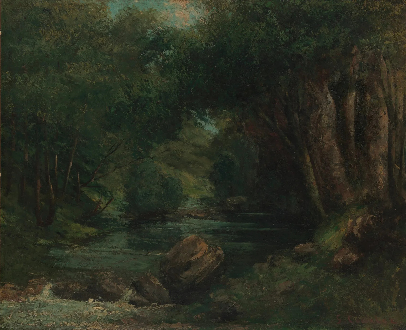 A Brook In The Forest Wall Art by Gustave Courbet - Canvas Print