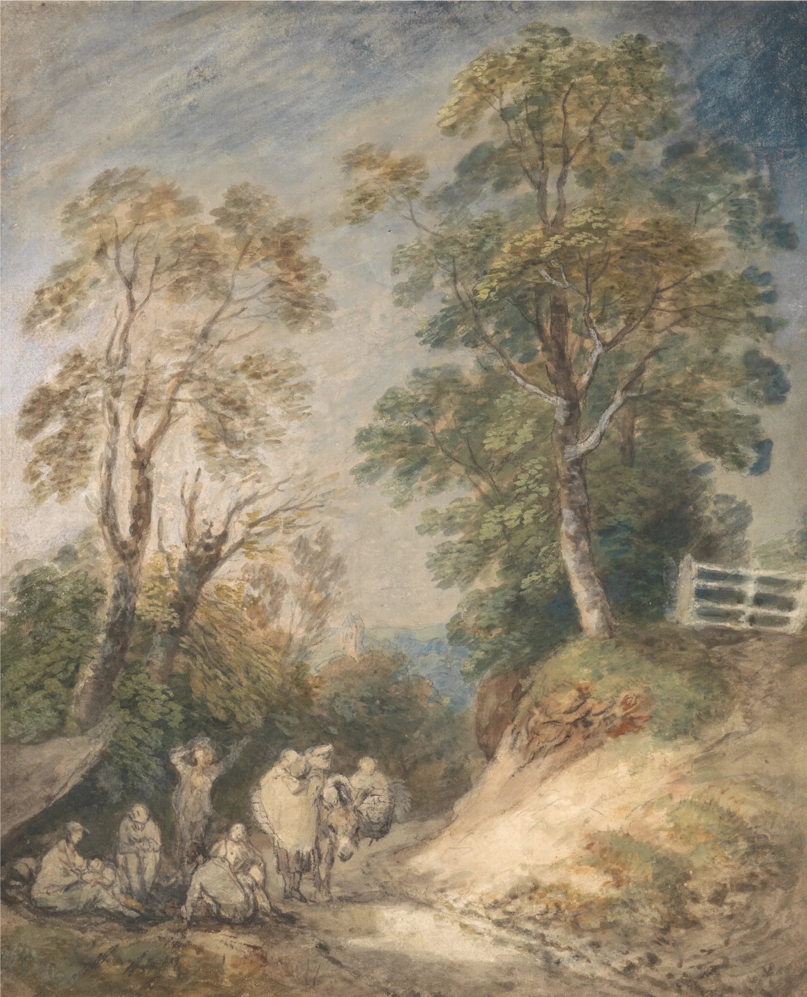 Country Lane With Gypsies Resting Wall Art by Thomas Gainsborough - Canvas Print