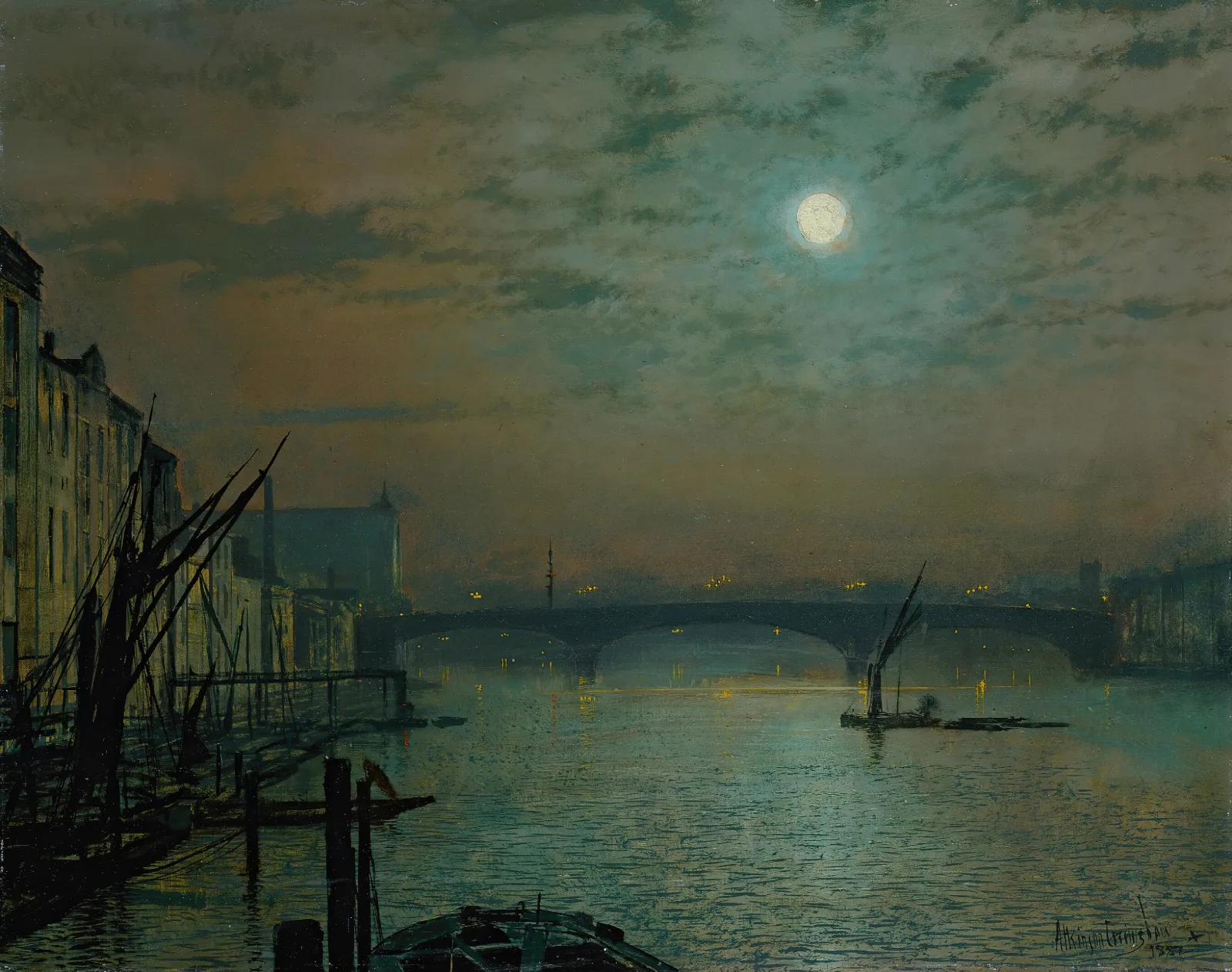 Southwark Bridge By Moonlight Wall Art by John Atkinson Grimshaw - Canvas Print