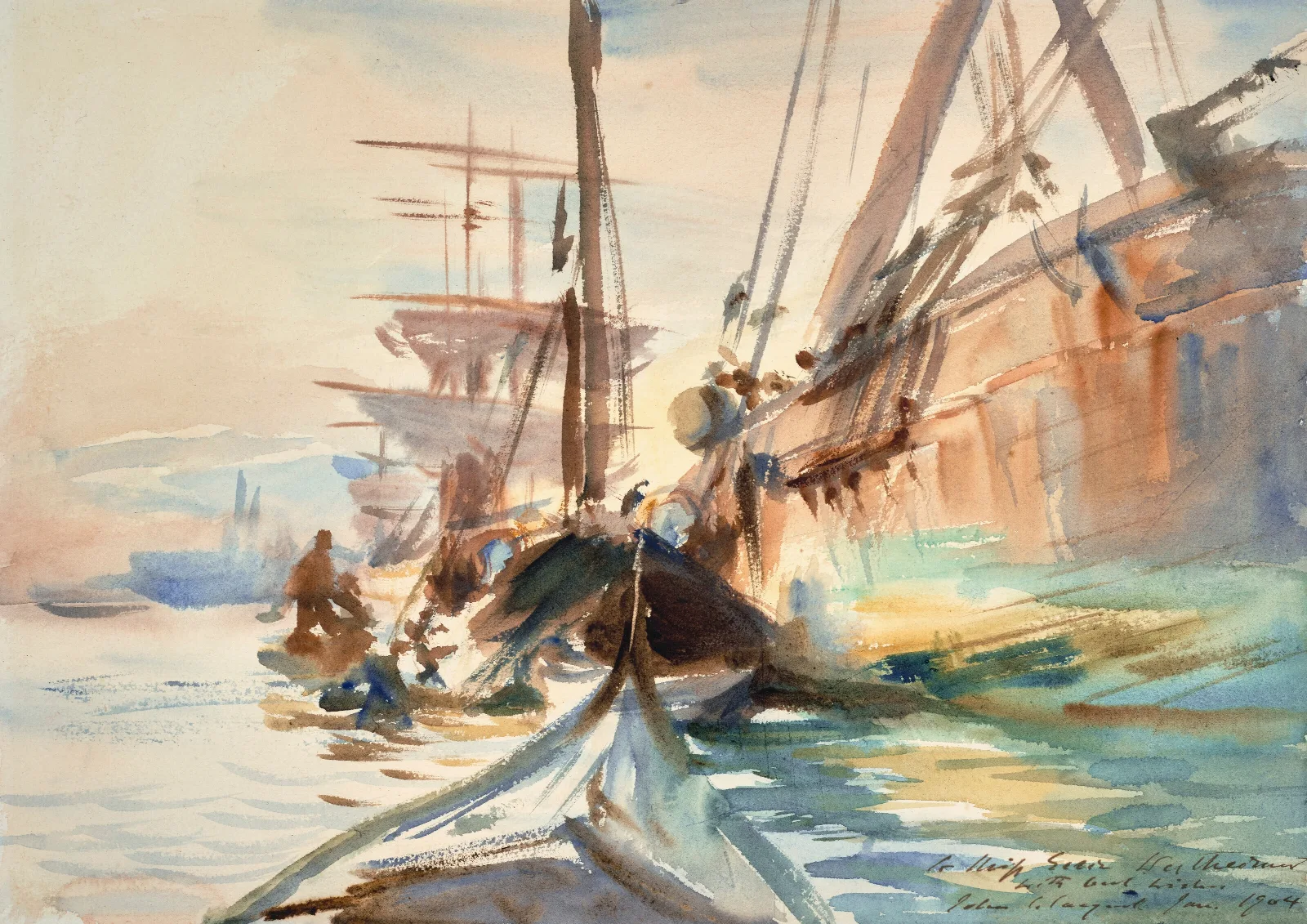 Unloading Boats Wall Art by John Singer Sargent - Canvas Print