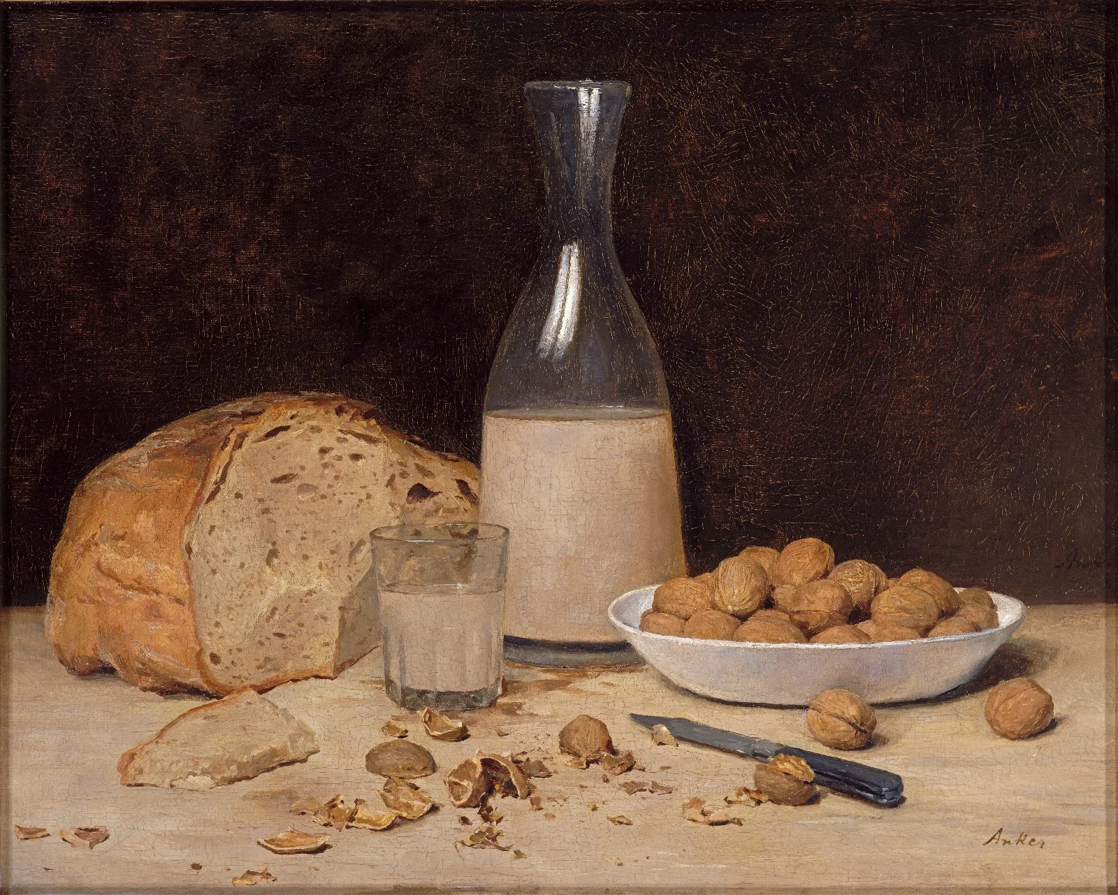 Stillleben Neuer Wein Wall Art by Albert Anker - Canvas Print