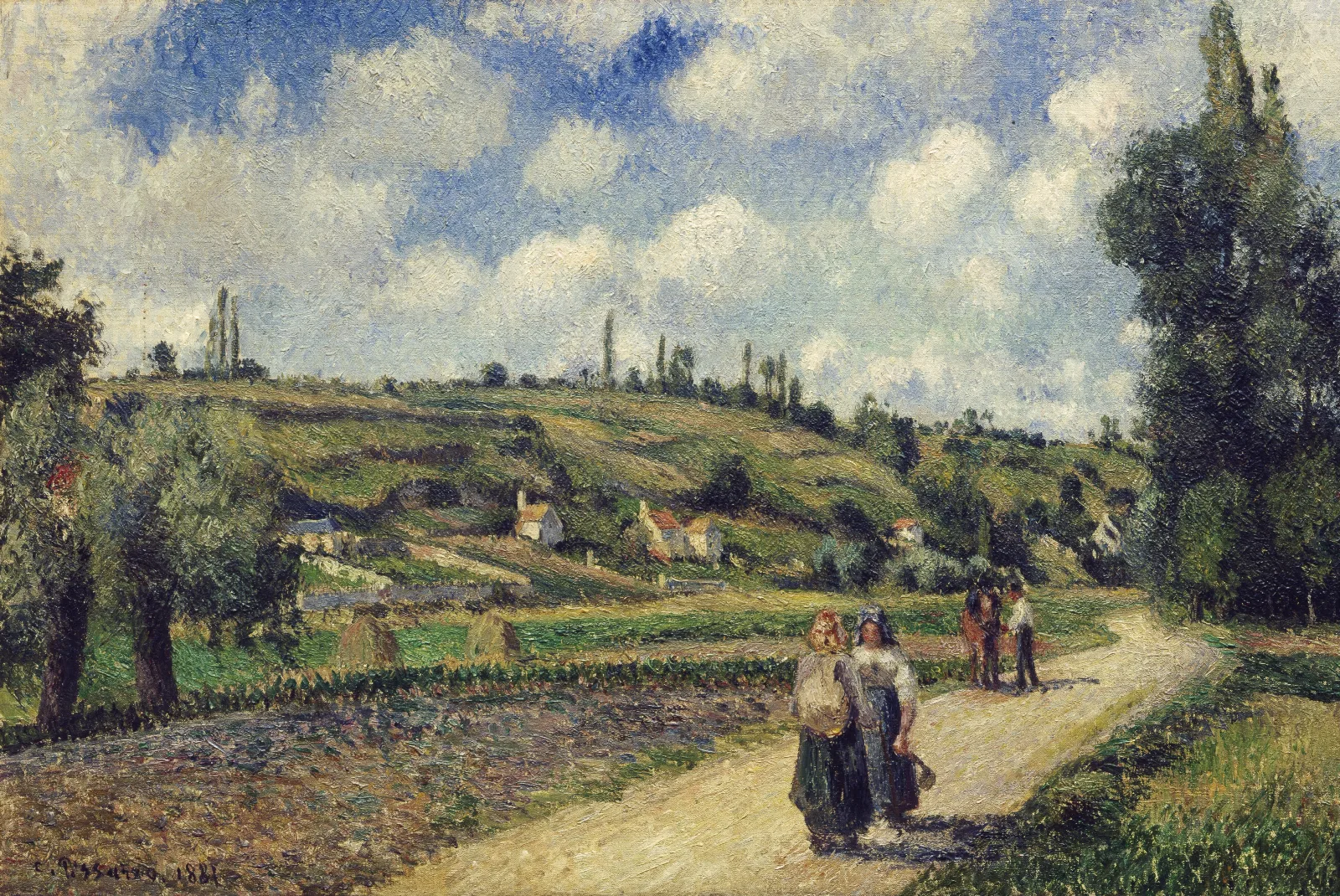 Landscape Near Pontoise The Auvers Road Wall Art by Camille Pissarro - Canvas Print