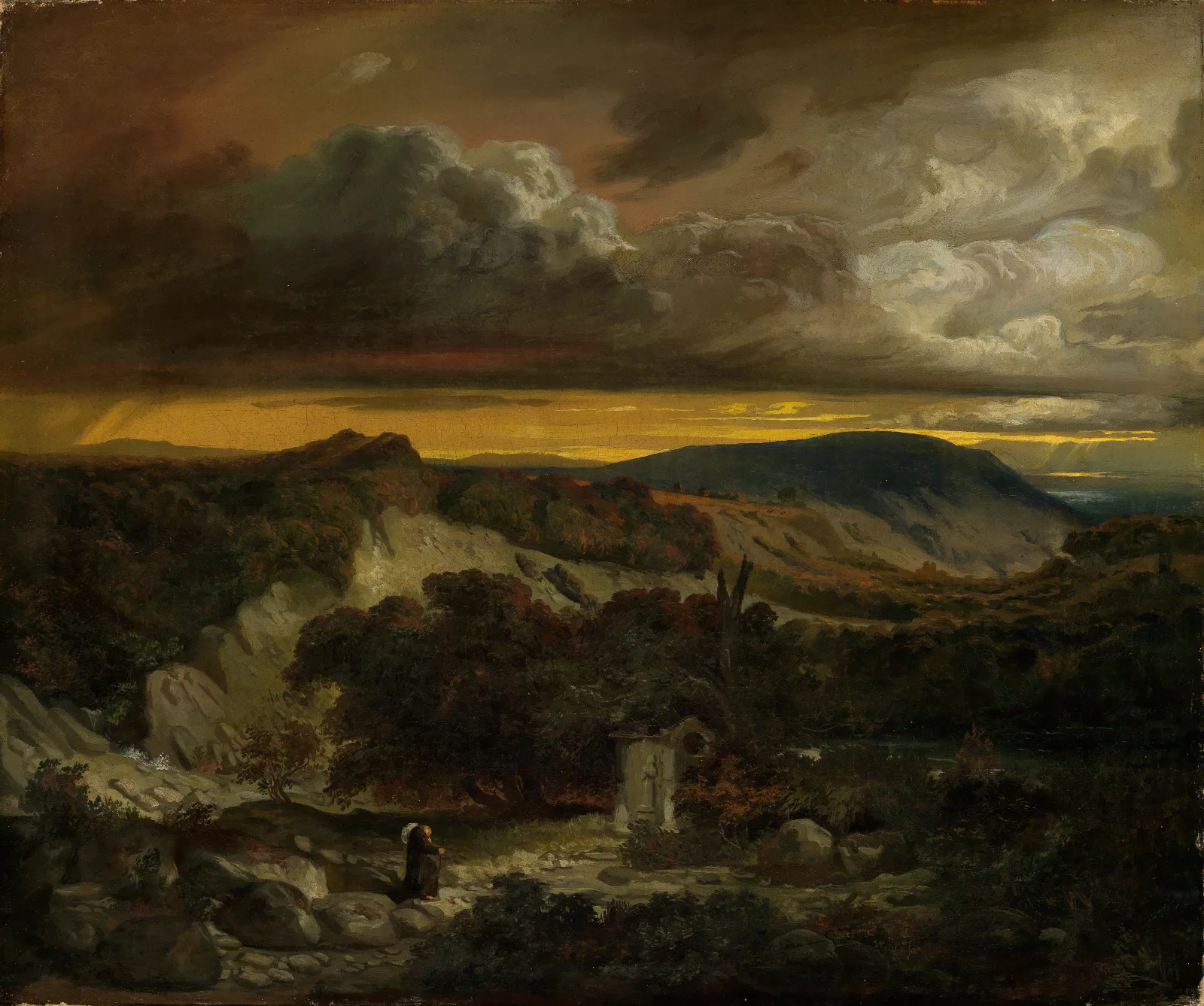 Abendliche Landschaft Mit Heimkehrenden Einsiedler Wall Art by Anselm Feuerbach - Canvas Print