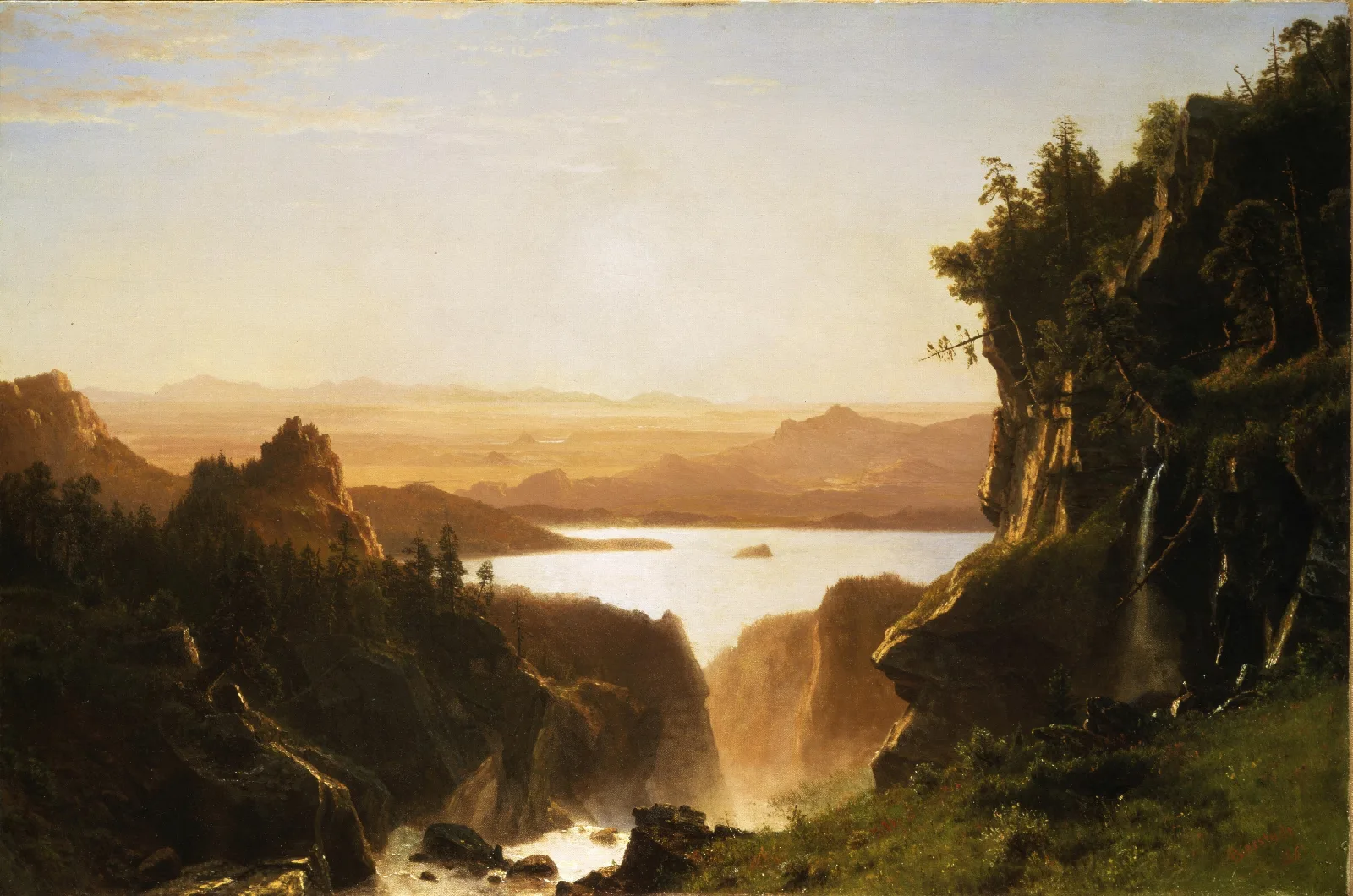 Island Lake Wind River Range Wyoming Wall Art by Albert Bierstadt - Canvas Print