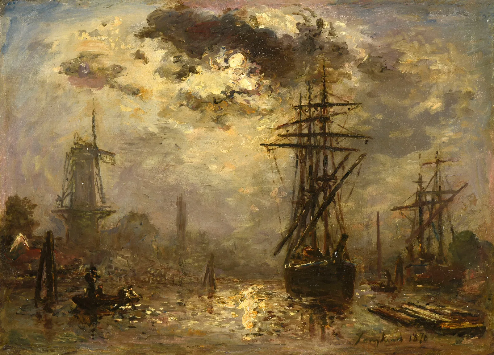 Les Moulins De Rotterdam Wall Art by Johan Barthold Jongkind - Canvas Print