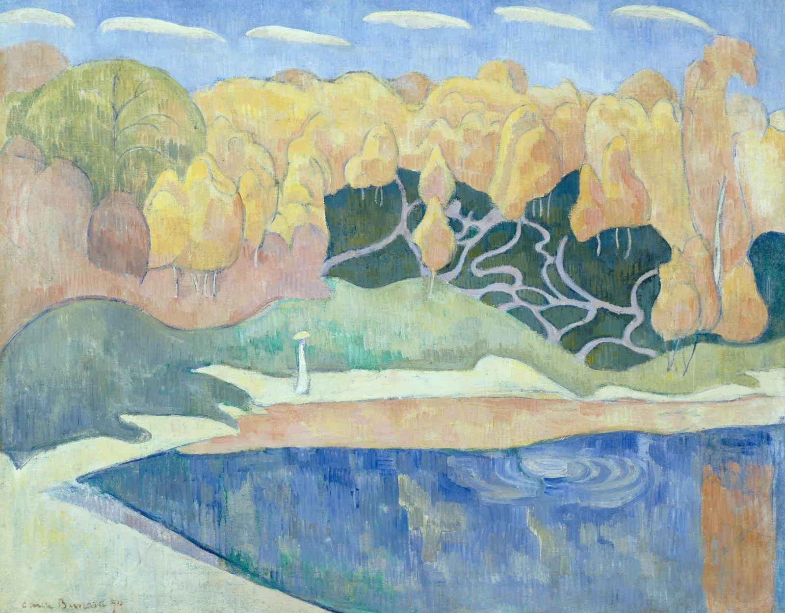 Woman Walking On The Banks Of The Aven Wall Art by Emile Bernard - Canvas Print