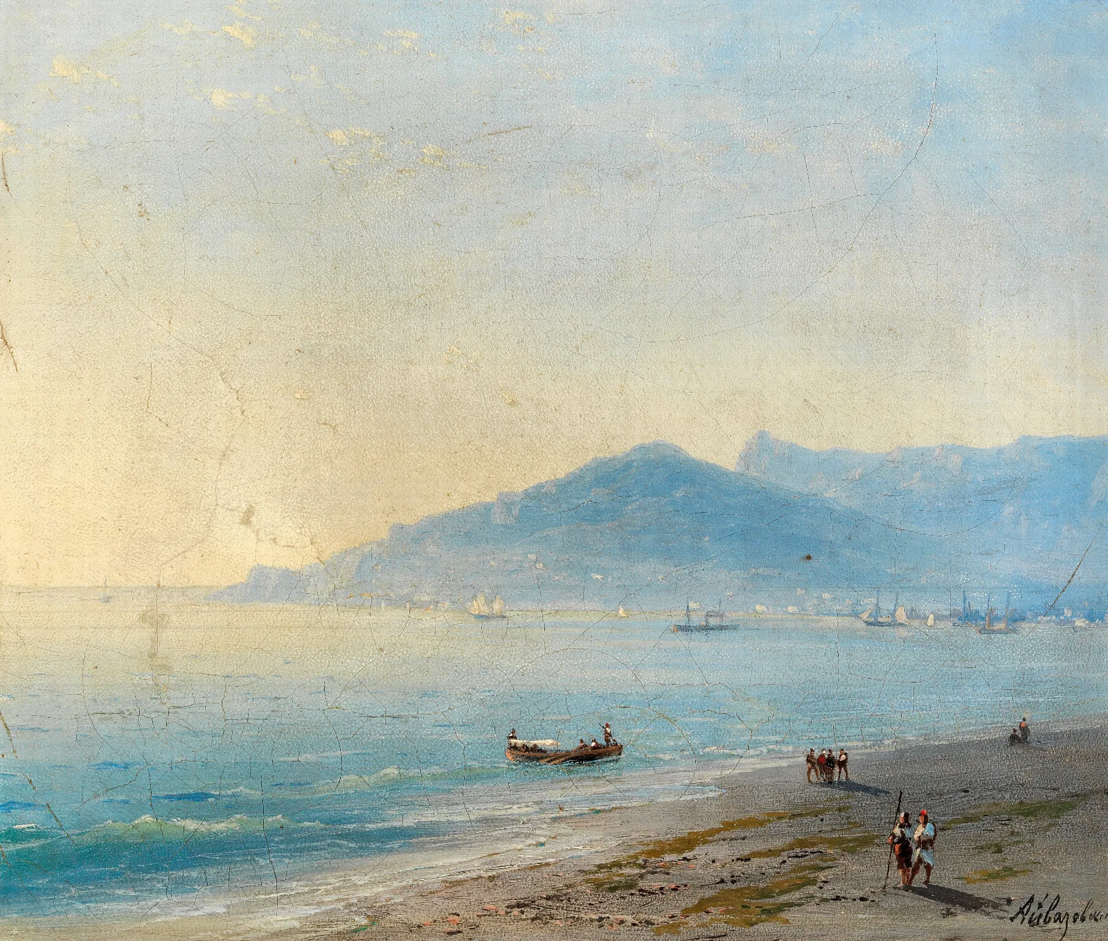 The Bay Of Yalta With The Magobi And Ai Petri Mountains Wall Art by Ivan Konstantinovich Aivazovsky - Canvas Print
