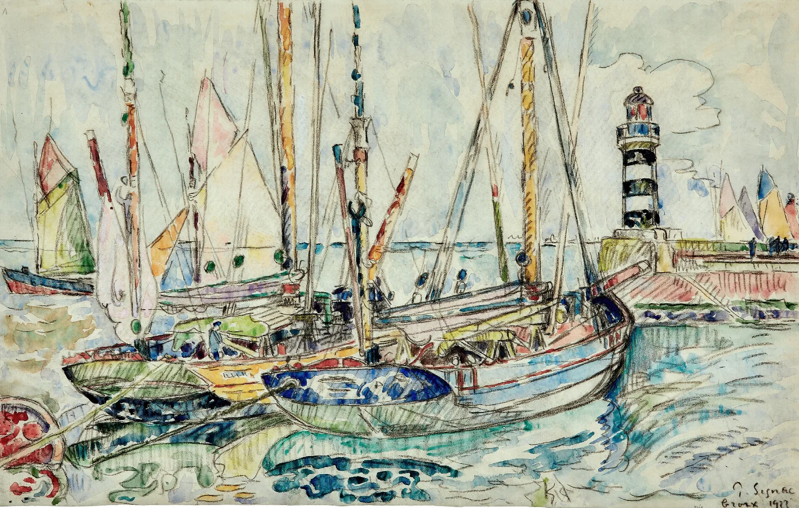 Bateaux Au Port Ile De Groix Wall Art by Paul Signac - Canvas Print