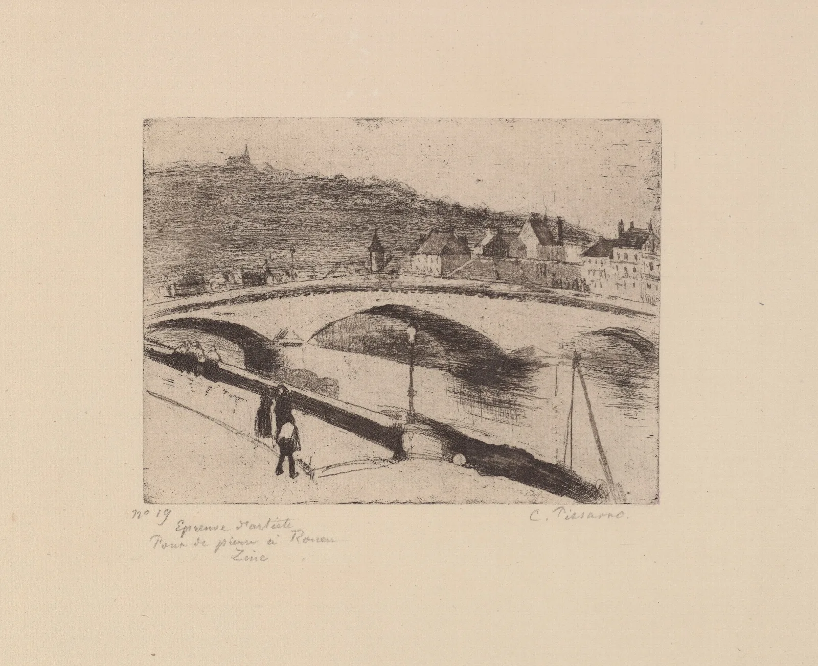 Le Pont De Pierre A Rouen Wall Art by Camille Pissarro - Canvas Print