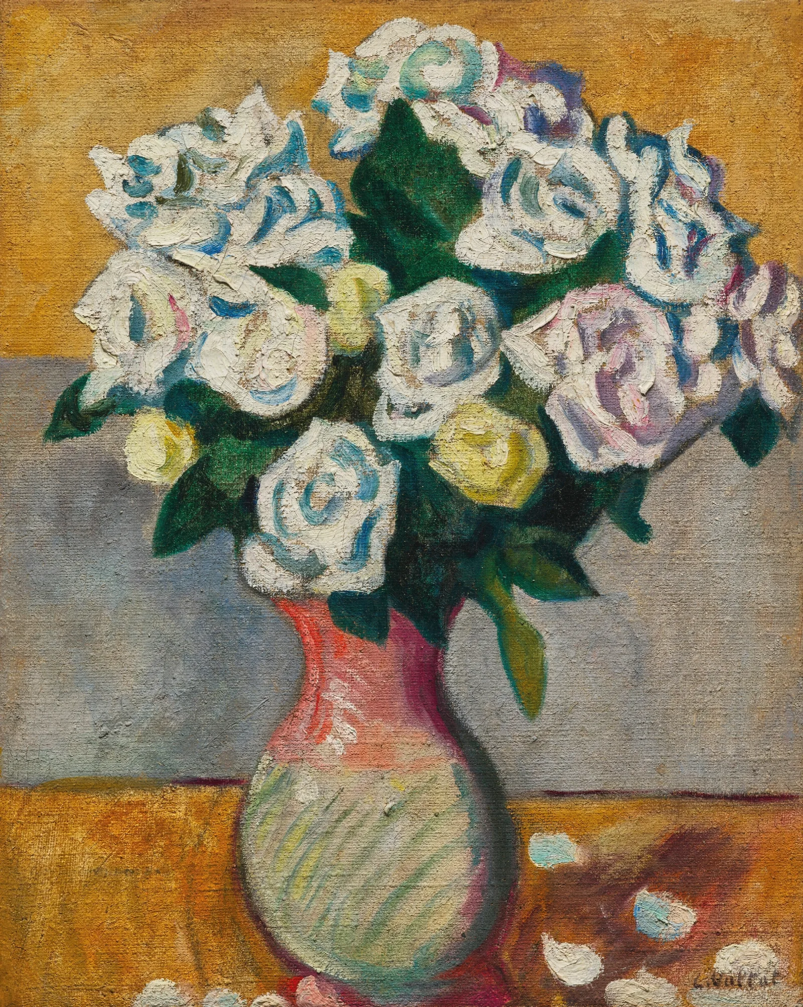 Bouquet De Roses Blanches Wall Art by Louis Valtat - Canvas Print