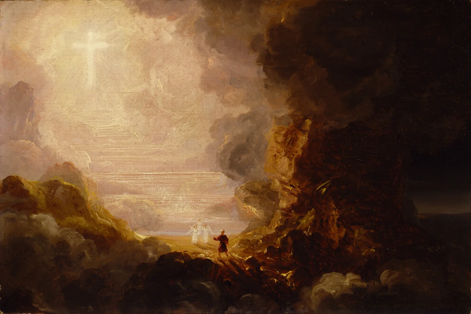 The Pilgrim Of The Cross At The End Of His Journey Study For Series The Cross And The World Wall Art by Thomas Cole - Canvas Print