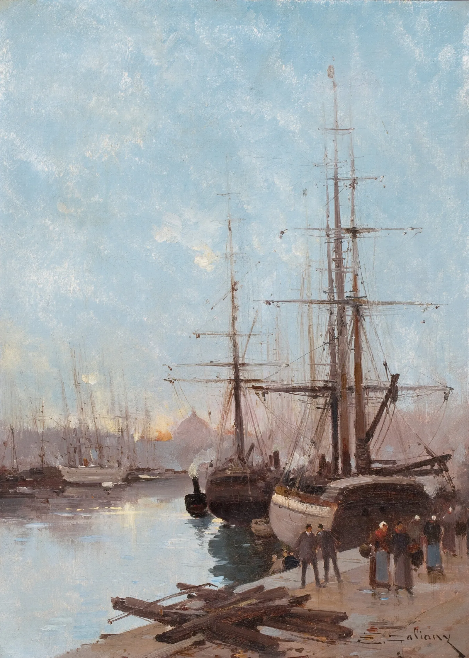 Harbor Scene 10 Wall Art by Eugène Galien-Laloue - Canvas Print