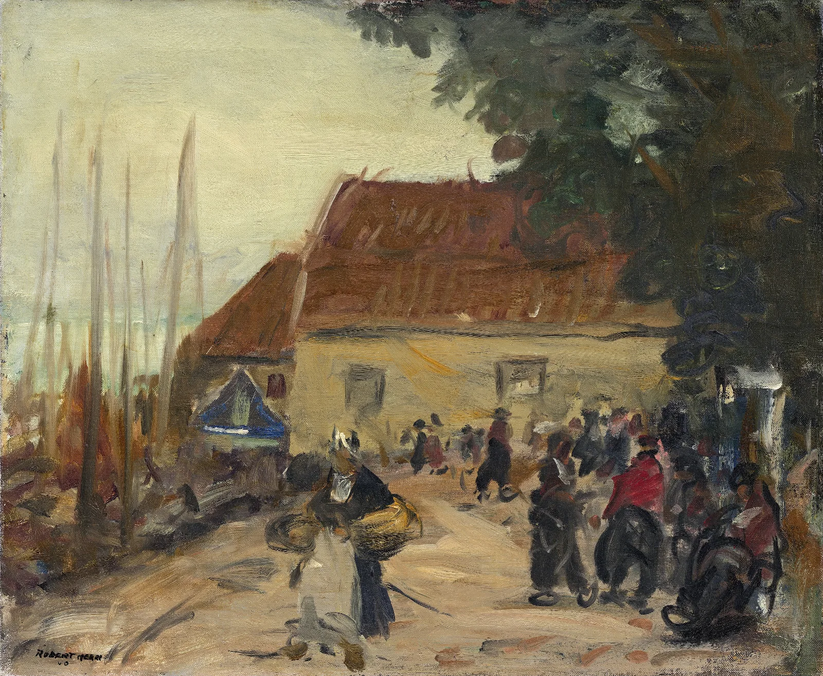 Volendam Street Scene Wall Art by Robert Henri - Canvas Print
