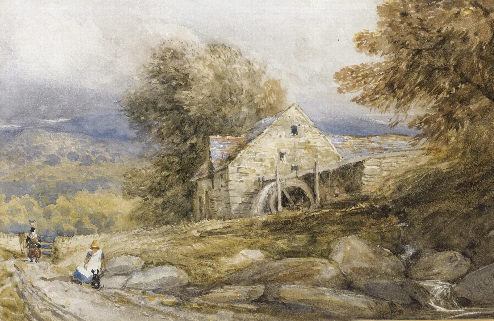 Overshot Mill North Wales Wall Art by David Cox - Canvas Print