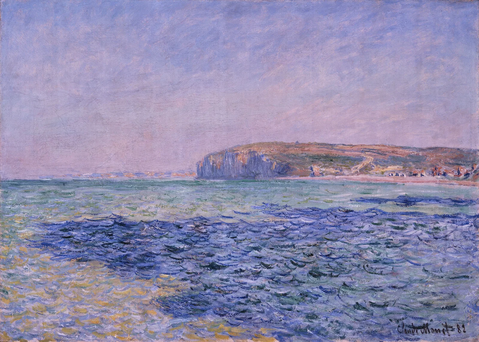 Shadows On The Sea The Cliffs At Pourville Wall Art by Claude Monet - Canvas Print