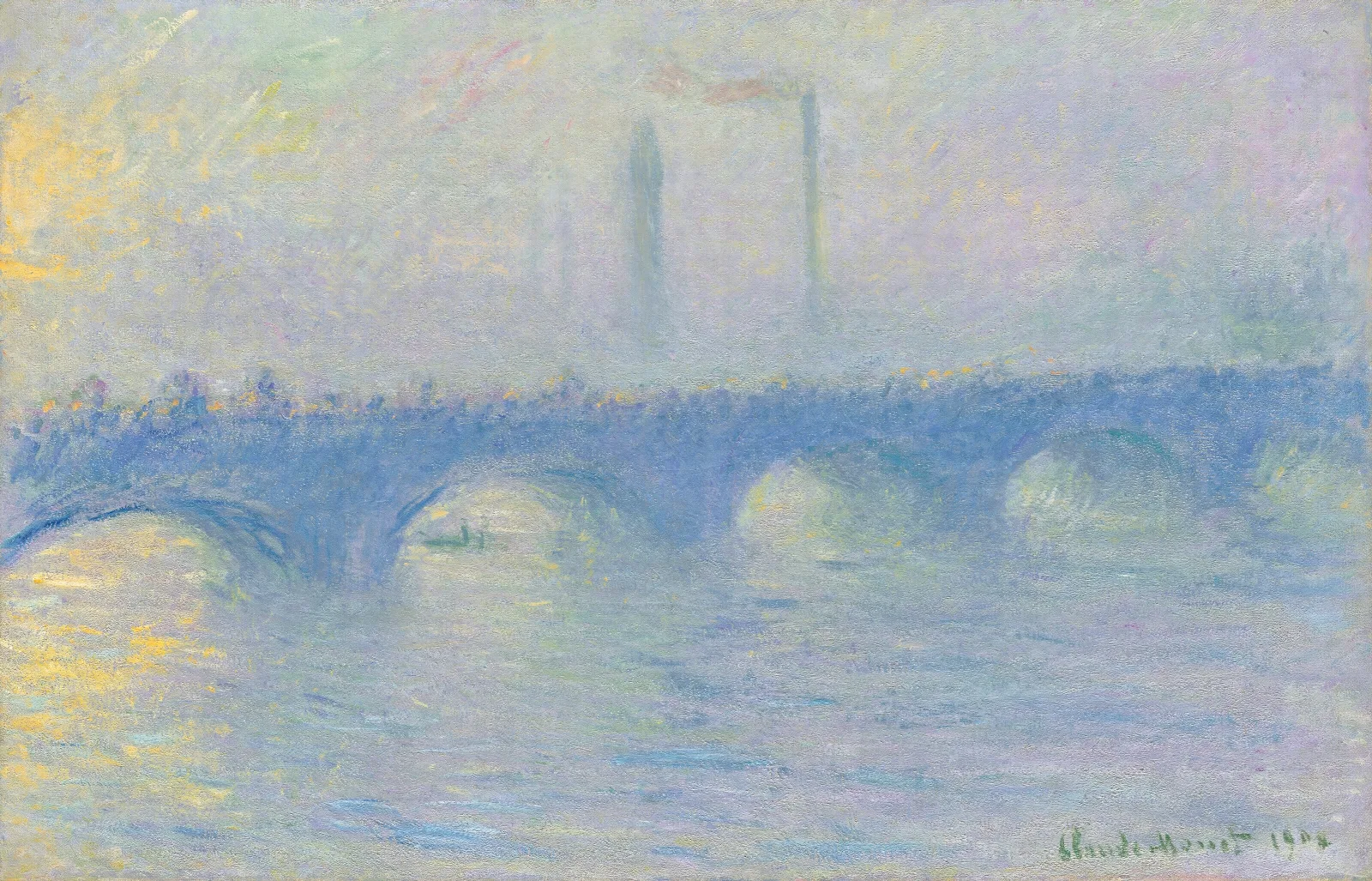 Waterloo Bridge Effet De Brume Wall Art by Claude Monet - Canvas Print