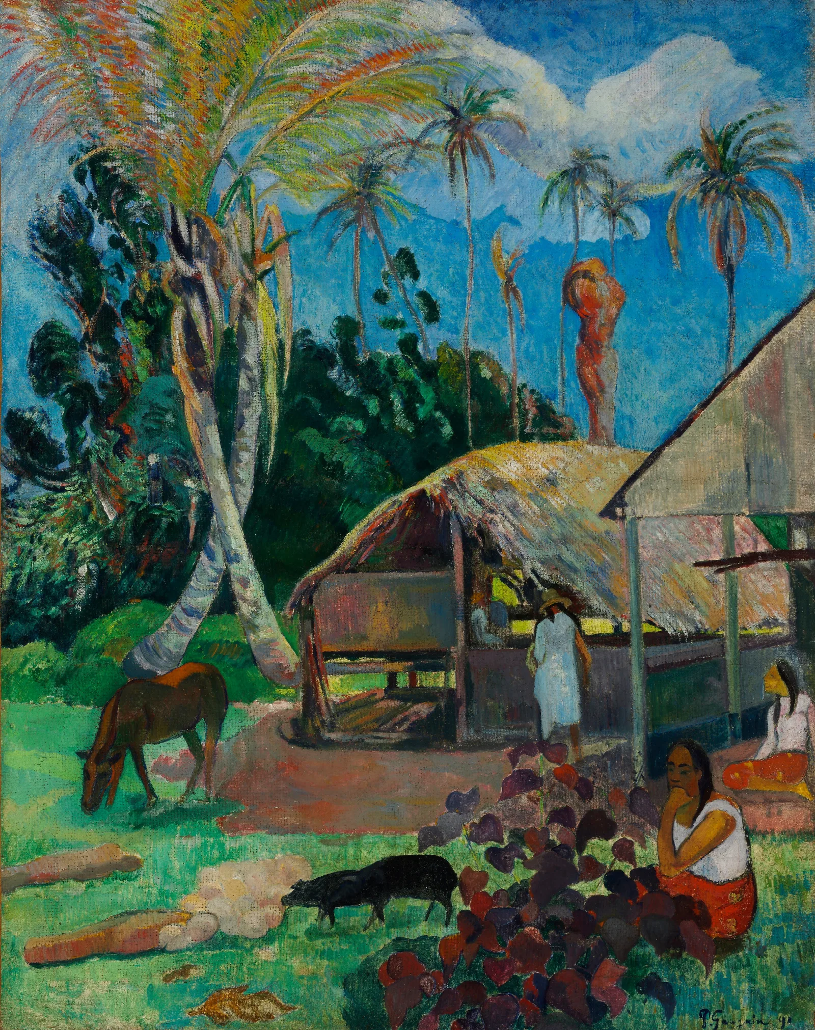The Black Pigs Wall Art by Paul Gauguin - Canvas Print