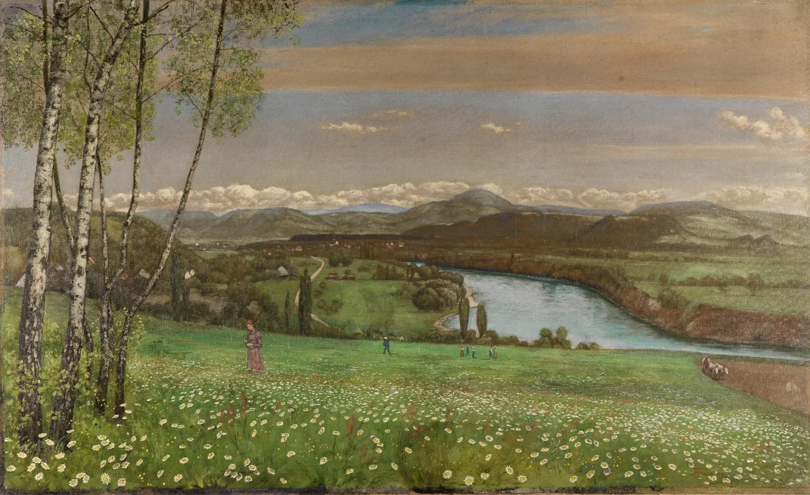 Das Rheintal Bei Sackingen Wall Art by Hans Thoma - Canvas Print