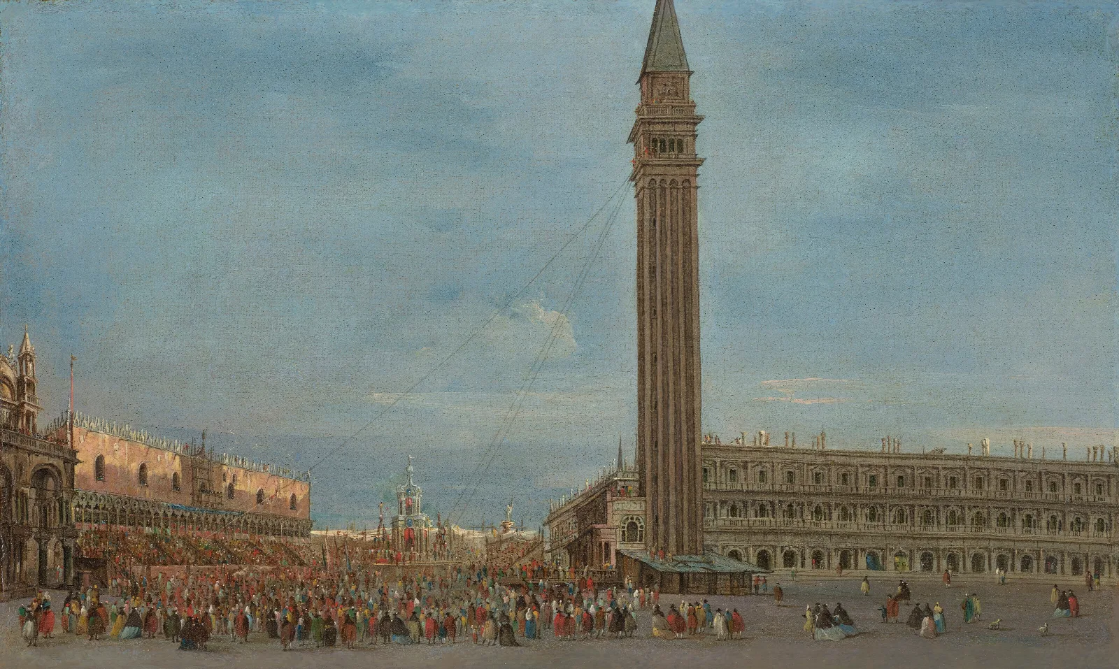 Venice The Piazzetta San Marco With The Festival Of Giovedi Grasso Wall Art by Francesco Guardi - Canvas Print