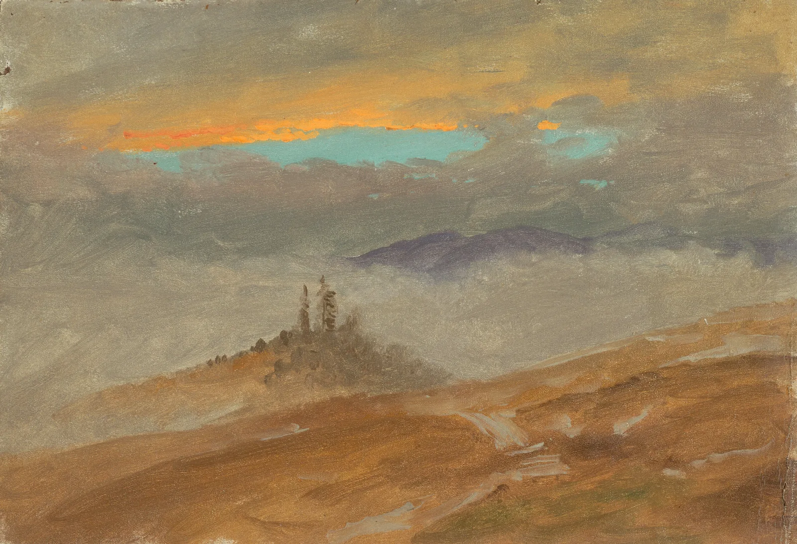 Winter Landscape View Of Zuarry Hill Twilight Wall Art by Frederic Edwin Church - Canvas Print