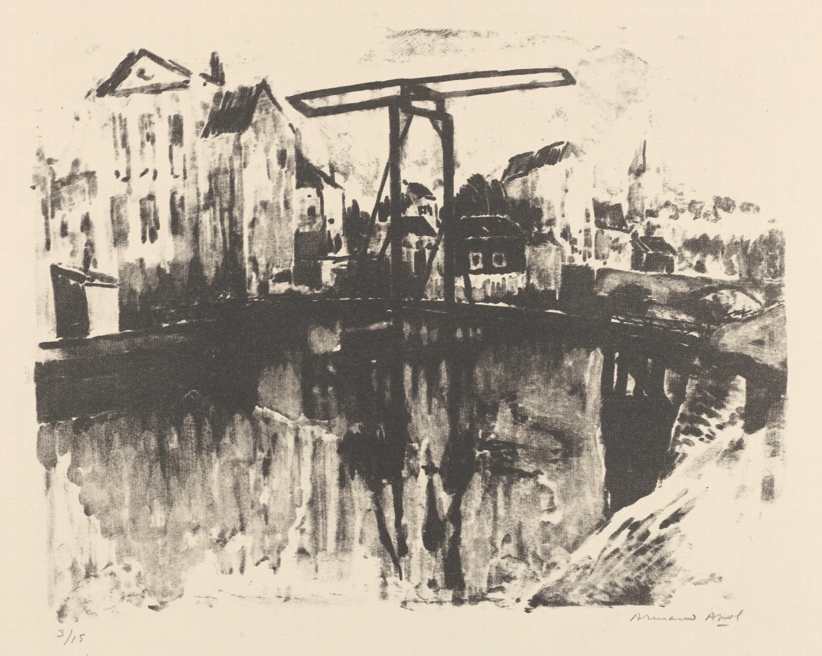 Pont Basculant Dans Une Ville Wall Art by Armand Apol - Canvas Print