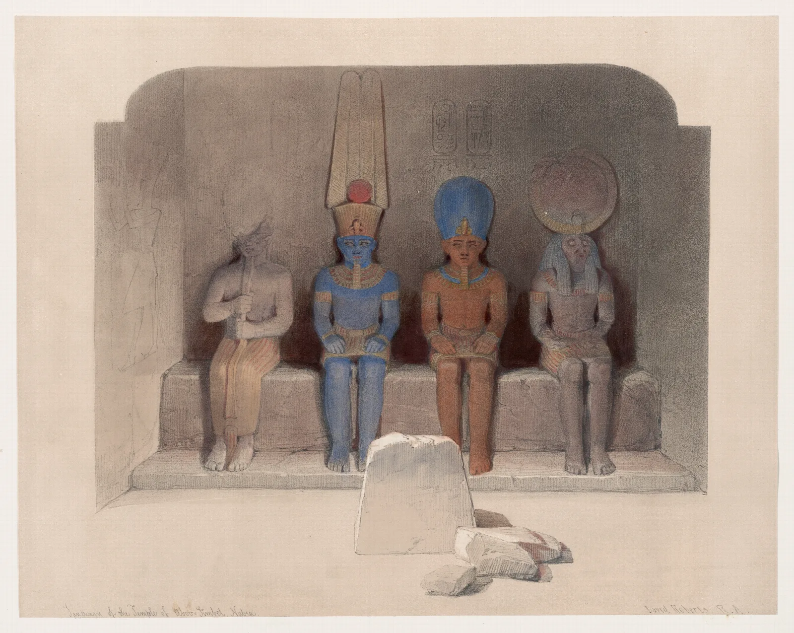 Sanctuary Of The Temple Of Aboo Simbel Nubia Wall Art by David Roberts - Canvas Print