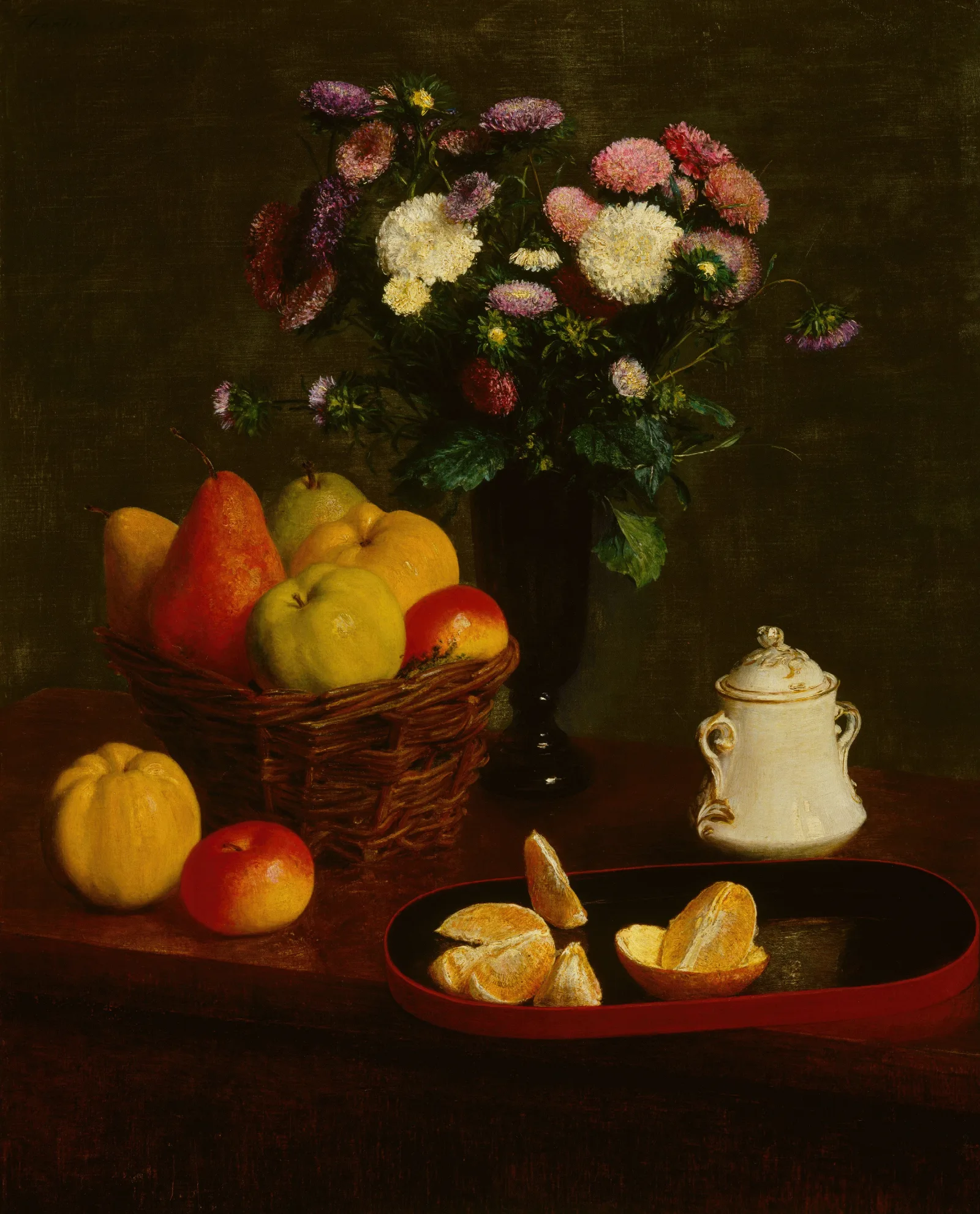 Flowers And Fruit 6 Wall Art by Henri Fantin-Latour - Canvas Print