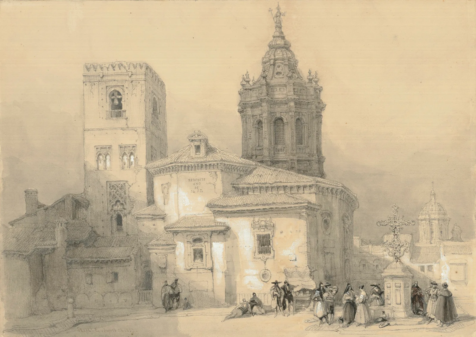 A View Of Santa Catalina Seville Spain Wall Art by David Roberts - Canvas Print