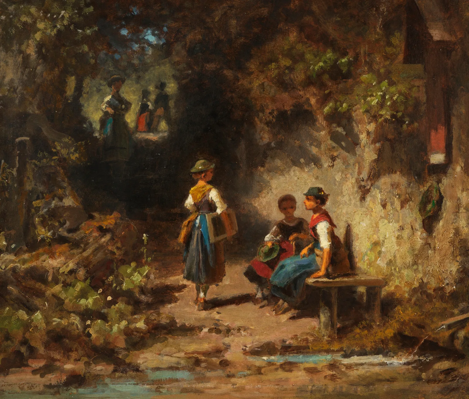 Schulmadchen Im Walde Wall Art by Carl Spitzweg - Canvas Print
