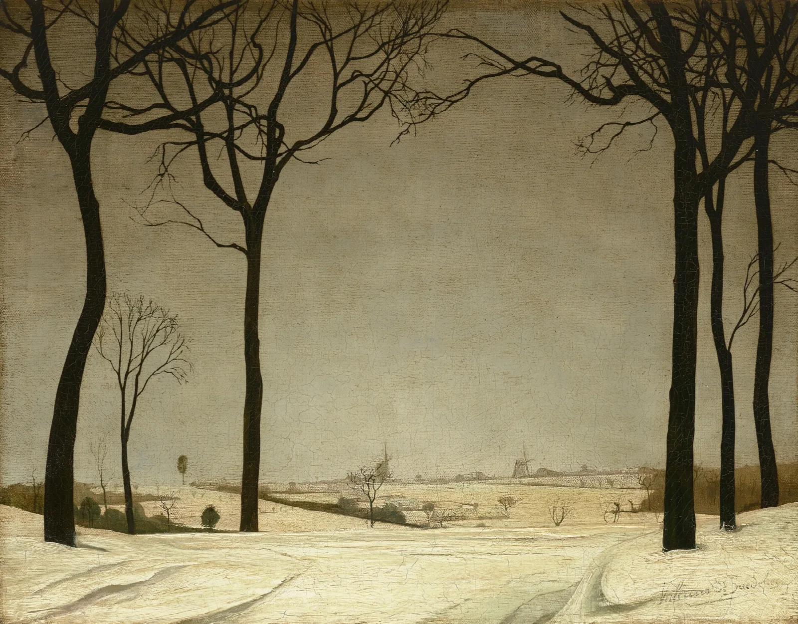 Un Paysage Neigeux Tiegem Wall Art by Valerius De Saedeleer - Canvas Print