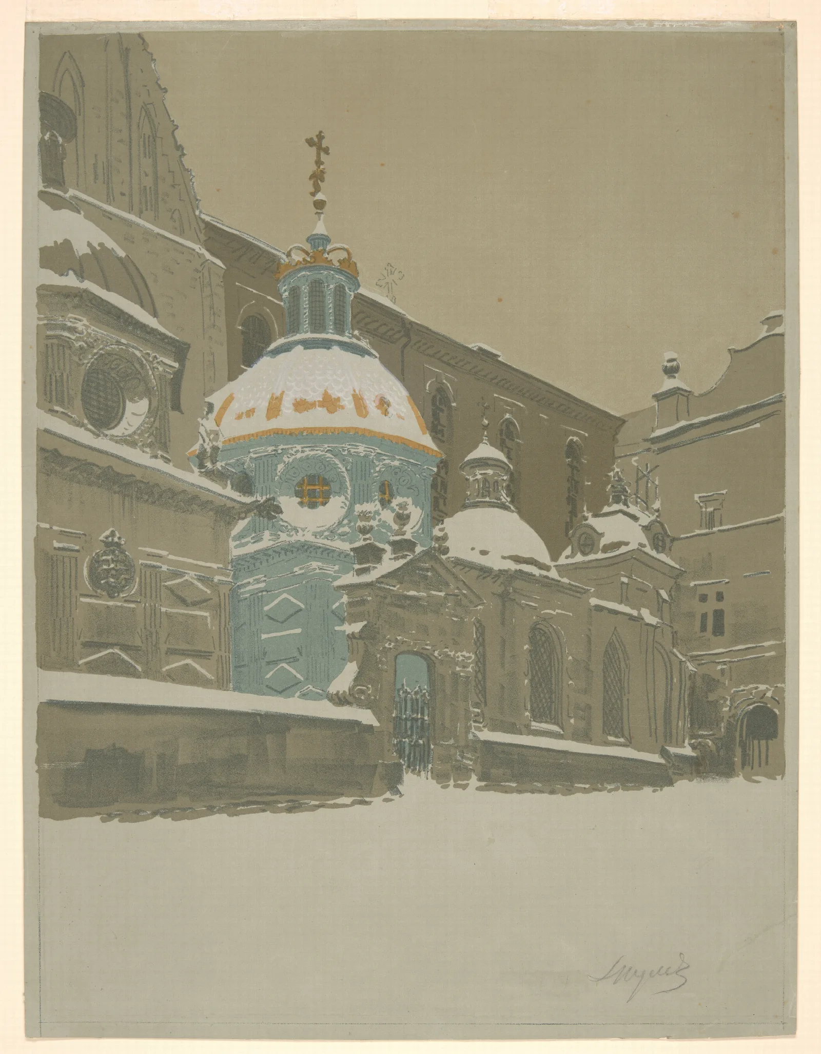 Sigismunds Chapel In The Snow Wall Art by Leon Wyczółkowski - Canvas Print