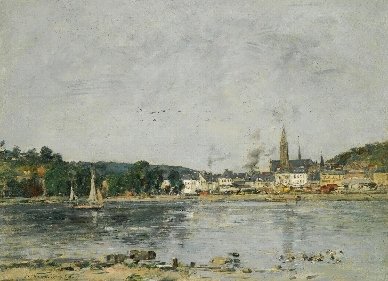 Caudebec En Caux Le Quai De La Seine Wall Art by Eugène Boudin - Canvas Print