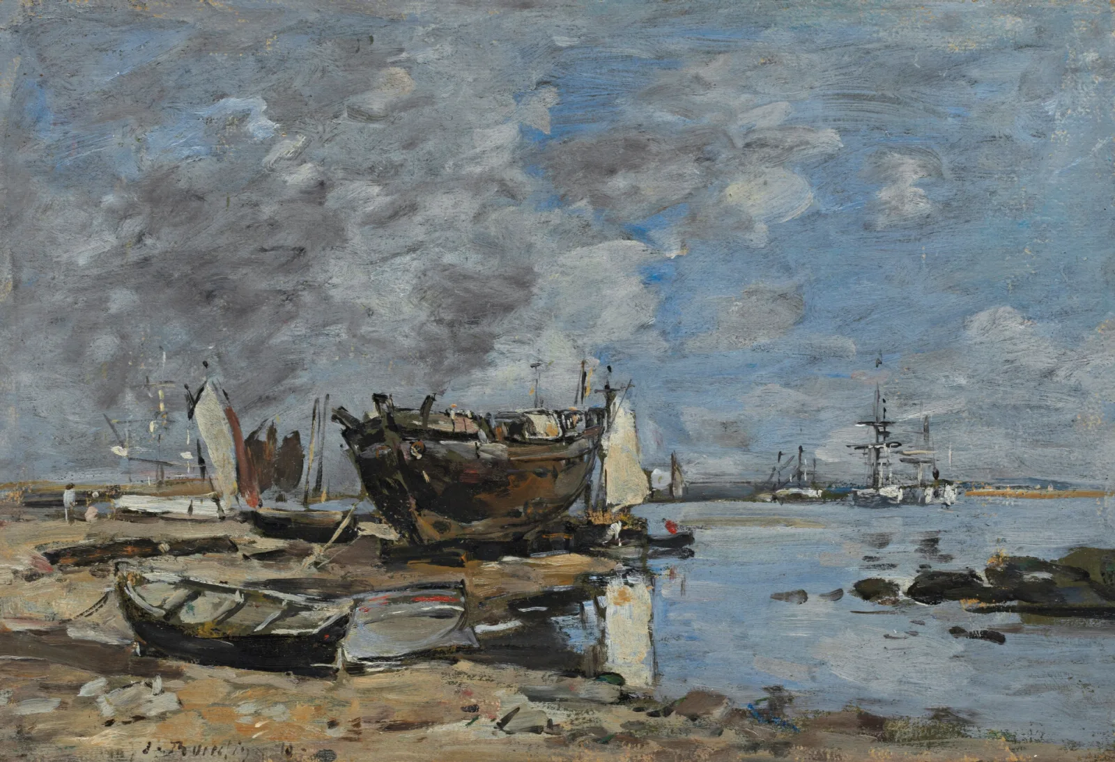 Plougastel Le Passage Du Bac Wall Art by Eugène Boudin - Canvas Print