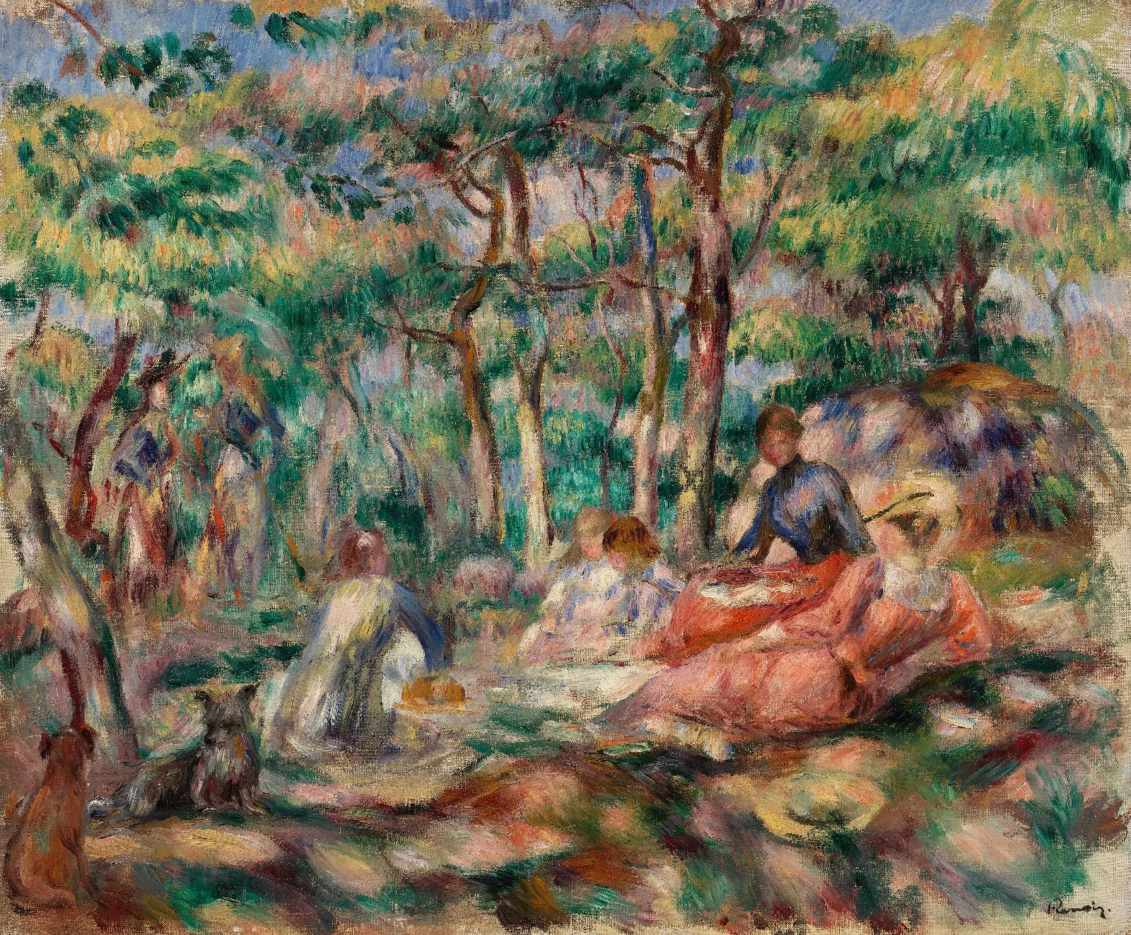 Picnic Le Dejeuner Sur Lherbe Wall Art by Pierre-Auguste Renoir - Canvas Print