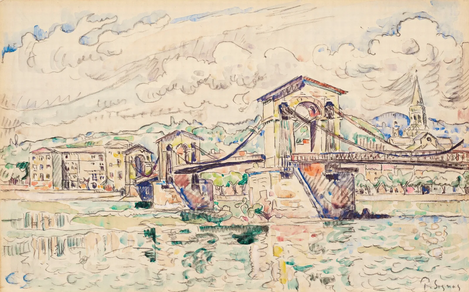 Le Pont De Bourg Saint Andeol Wall Art by Paul Signac - Canvas Print