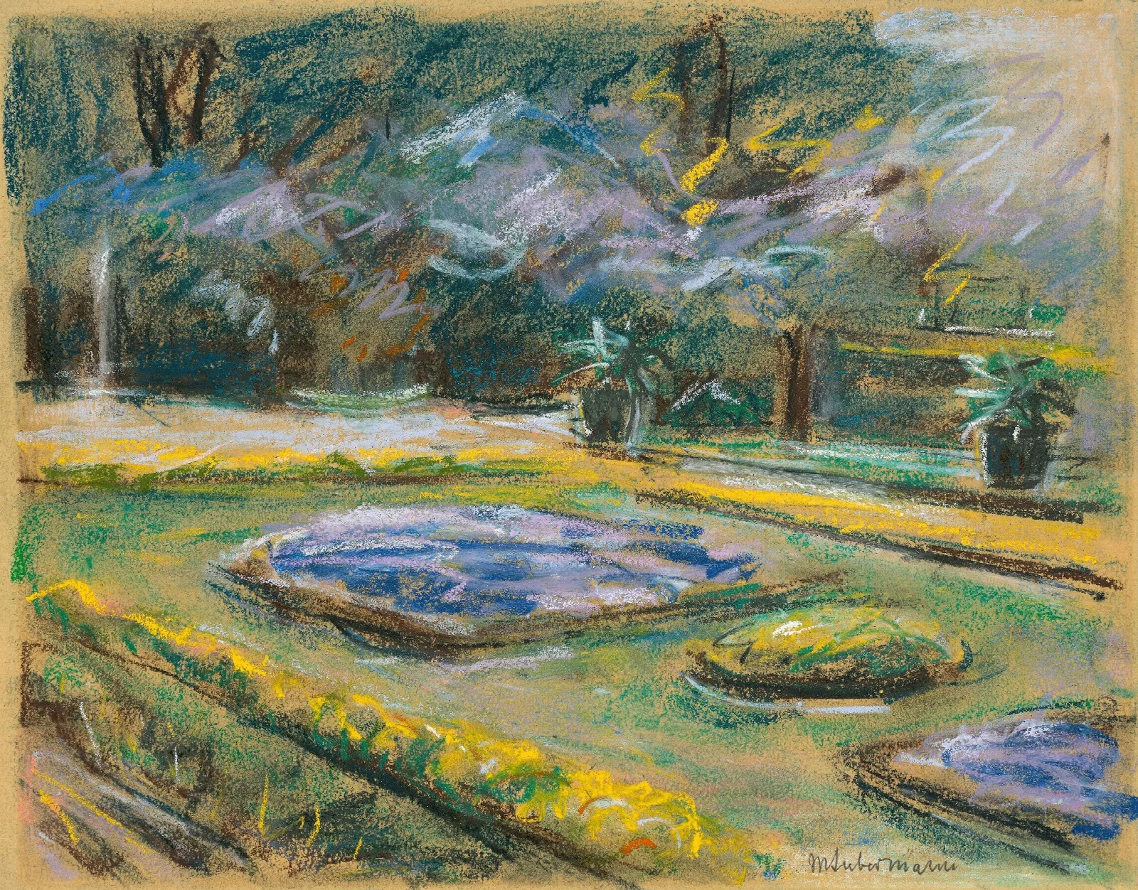 Die Blumenterrasse Im Wannseegarten Nach Nordosten Wall Art by Max Liebermann - Canvas Print