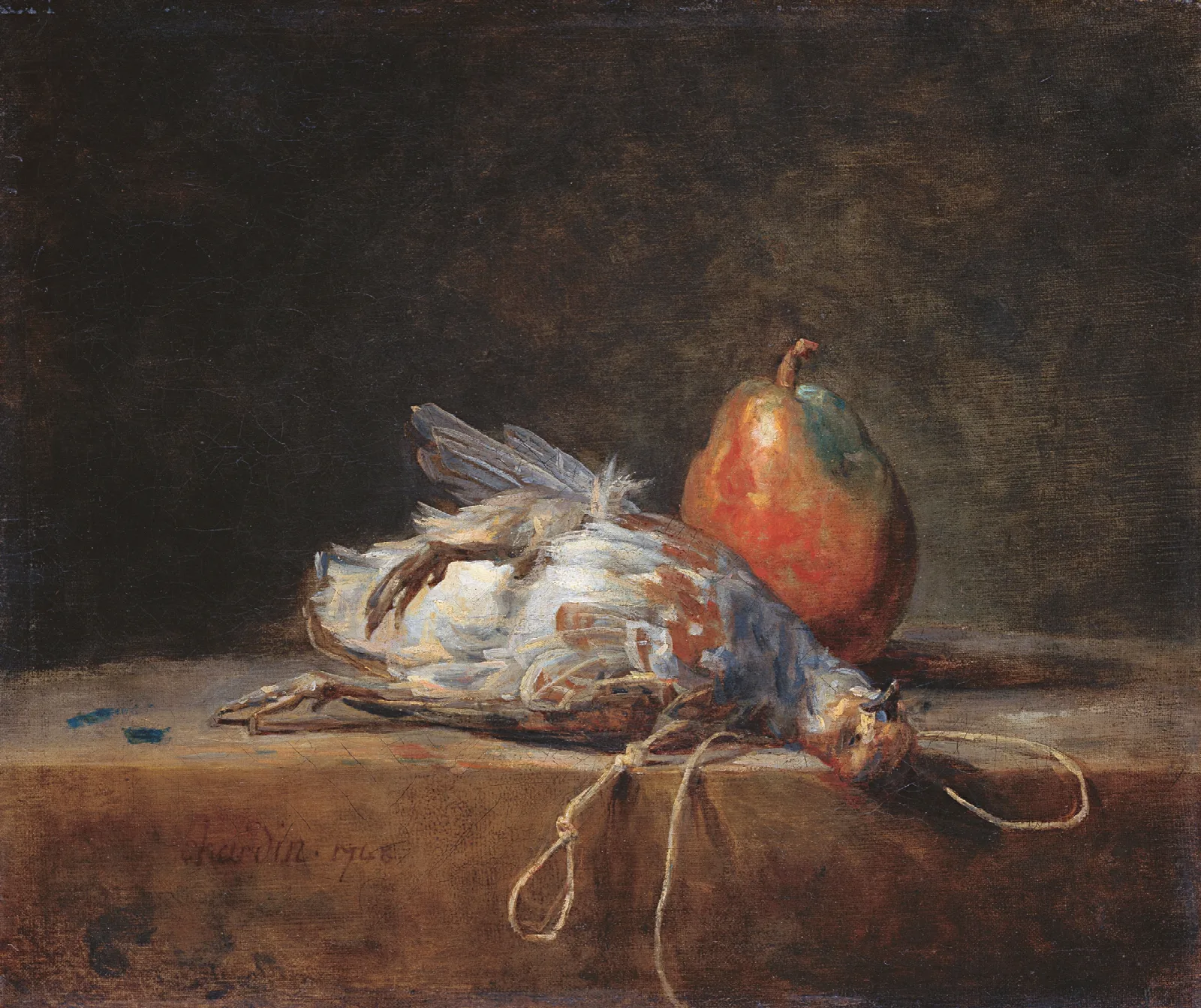 Still Life With Partridge And Pear Wall Art by Jean Siméon Chardin - Canvas Print