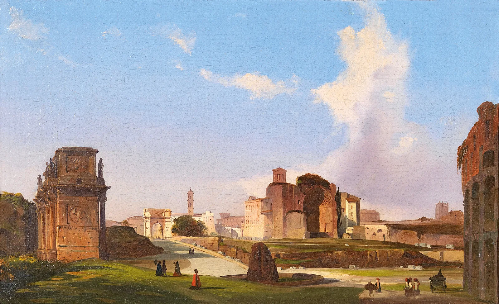 A View Of The Roman Forum With The Arch Of Constantine Wall Art by Ippolito Caffi - Canvas Print